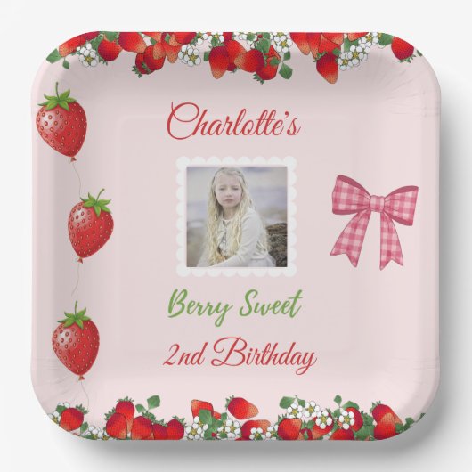Berry Sweet Birthday Foto Papieren Bordje (Voorkant)
