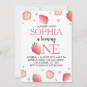 Berry Sweet Birthday Invitation Strawberry Theme Kaart (Voorkant)