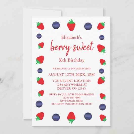Berry Sweet Birthday Kaart (Voorkant)