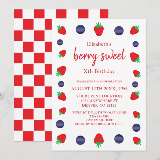 Berry Sweet Birthday Kaart (Voorkant / Achterkant)
