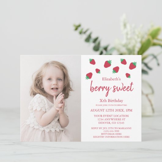 Berry Sweet Birthday Kaart (Staand voorkant)