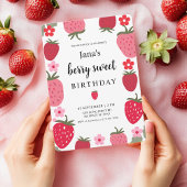 Berry Sweet Birthday met aardbeien Kaart
