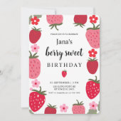 Berry Sweet Birthday met aardbeien Kaart (Voorkant)