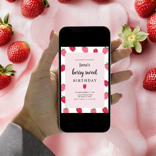 Berry Sweet Birthday | met aardbeienthema Kaart