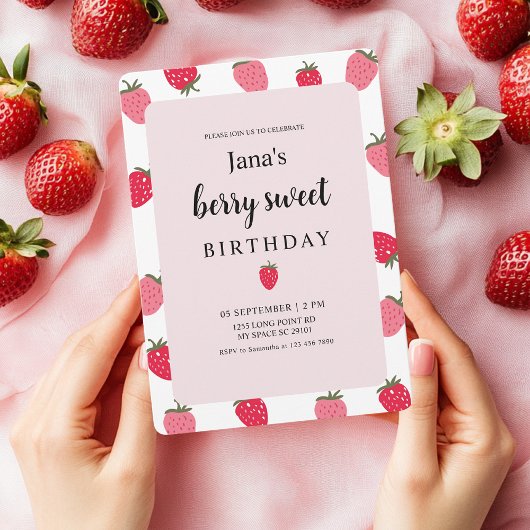 Berry Sweet Birthday | met aardbeienthema Kaart
