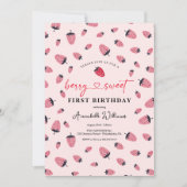 Berry Sweet Birthday Party Invitation Strawberry Kaart (Voorkant)