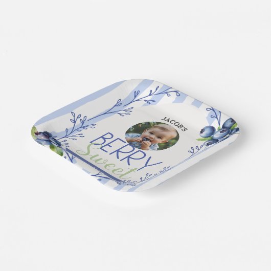 Berry Sweet Birthday Photo Paper Plates Papieren Bordje (Gebogen)