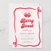 Berry Sweet Birthday Pink Bow Coquette Strawberry Kaart (Voorkant)