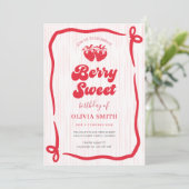Berry Sweet Birthday Pink Bow Coquette Strawberry Kaart (Staand voorkant)