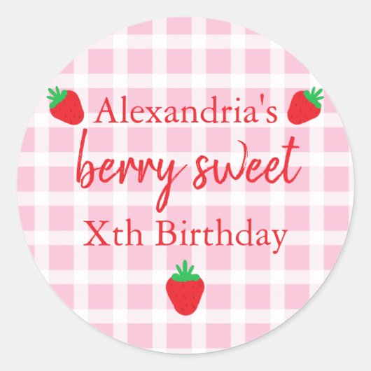 Berry Sweet Birthday Ronde Sticker (Voorkant)