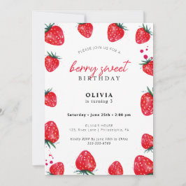Berry Sweet Birthday Spring Summer Invitation Kaart
