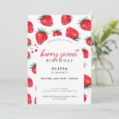 Berry Sweet Birthday Spring Summer Invitation Kaart (Staand voorkant)
