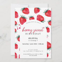Berry Sweet Birthday Spring Summer Invitation Kaart