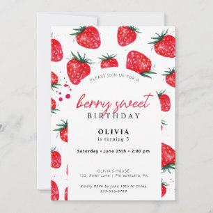 Berry Sweet Birthday Spring Summer Invitation Kaart