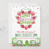 Berry Sweet Birthday Strawberry Invitation Kaart (Voorkant)