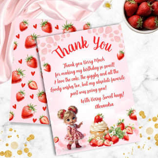 Berry Sweet Birthday - Strawberry Thank you card Bedankkaart