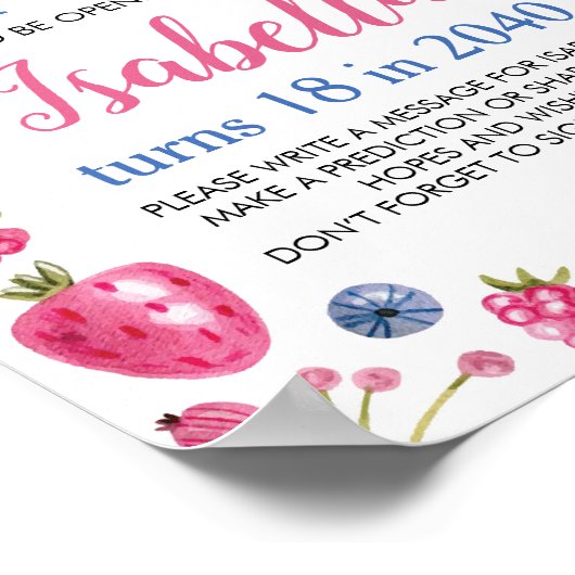 Berry Sweet Birthday Time Capsule Sign Poster (Hoek)