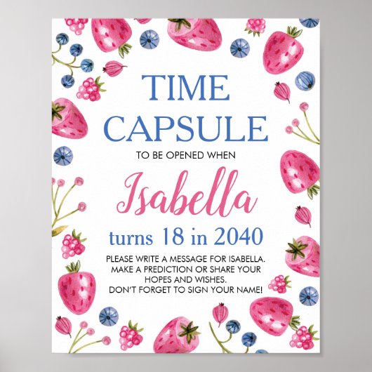 Berry Sweet Birthday Time Capsule Sign Poster (Voorkant)
