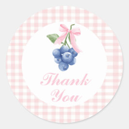 Berry Sweet blauwe bessen verjaardag Roze Strik Be Ronde Sticker