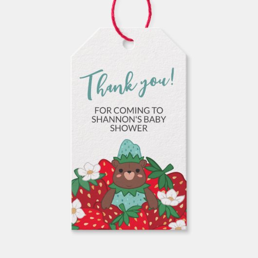 Berry Sweet Blue Strawberry Baby shower Dank u Cadeaulabel (Voorkant)