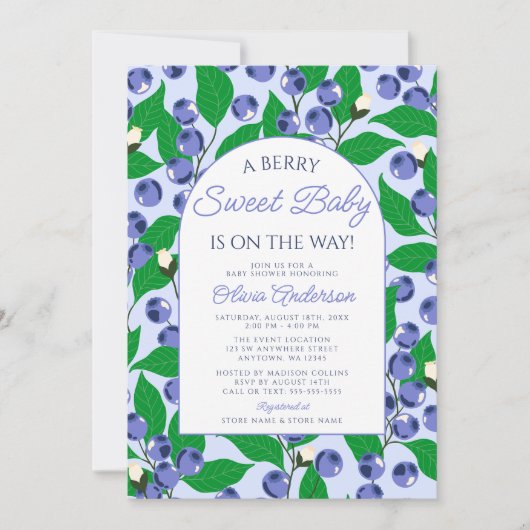 Berry Sweet Blueberry Arch Baby shower Kaart (Voorkant)