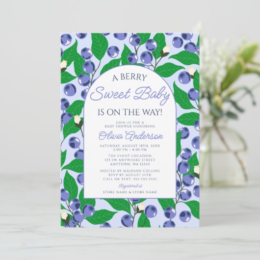 Berry Sweet Blueberry Arch Baby shower Kaart (Staand voorkant)
