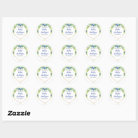 Berry Sweet Blueberry Baby shower Bookplate Ronde Sticker (Vel)