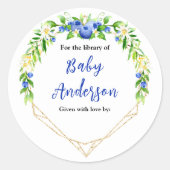 Berry Sweet Blueberry Baby shower Bookplate Ronde Sticker (Voorkant)