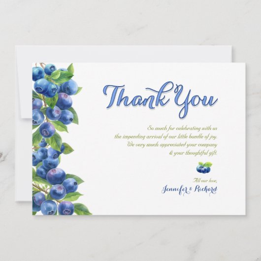 Berry Sweet Blueberry Baby shower Dank je wel Bedankkaart (Voorkant)
