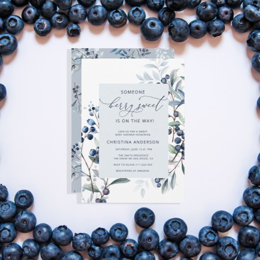 Berry Sweet Blueberry Baby shower Kaart