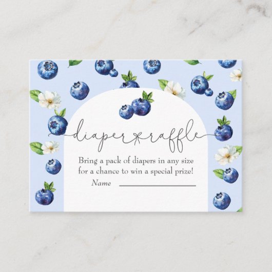 Berry Sweet Blueberry Baby shower Luier Raffle Informatiekaartje (Voorkant)