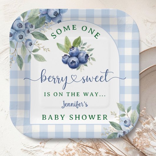 Berry Sweet Blueberry Baby shower Papieren Bordje