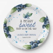 Berry Sweet Blueberry Baby shower Papieren Bordje (Voorkant)