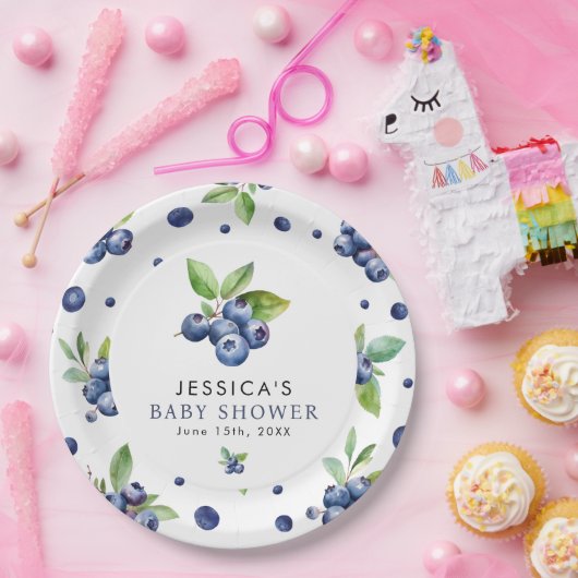 Berry Sweet Blueberry Baby shower Papieren Bordje (Feest)