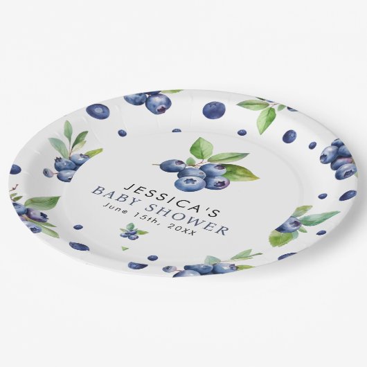 Berry Sweet Blueberry Baby shower Papieren Bordje (Gekanteld)