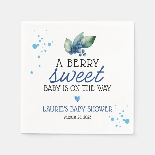 Berry Sweet Blueberry Baby shower Servet (Voorkant)