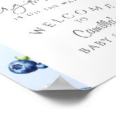 Berry Sweet Blueberry Baby shower Welkom Poster (Hoek)