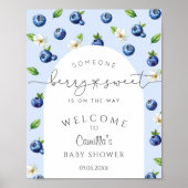 Berry Sweet Blueberry Baby shower Welkom Poster (Voorkant)
