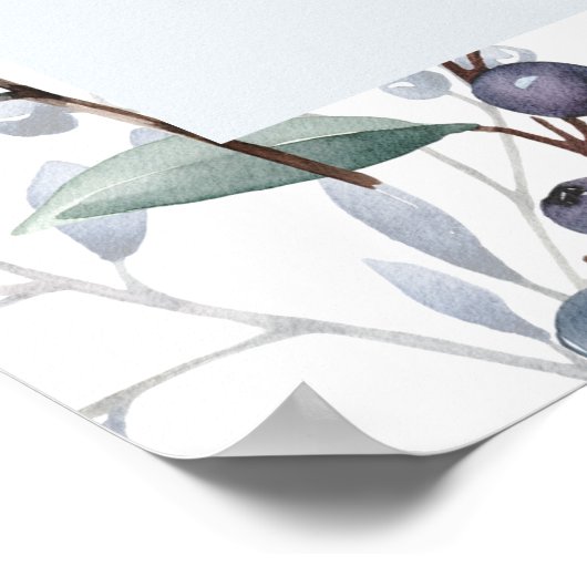 Berry Sweet Blueberry Baby shower Welkom Poster (Hoek)