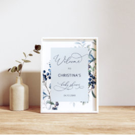 Berry Sweet Blueberry Baby shower Welkom Poster