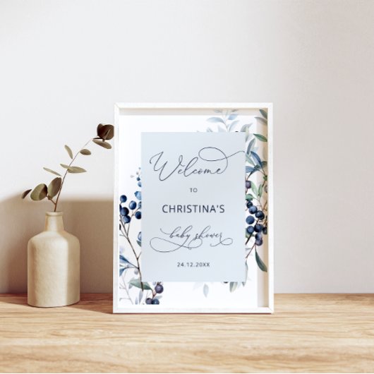 Berry Sweet Blueberry Baby shower Welkom Poster