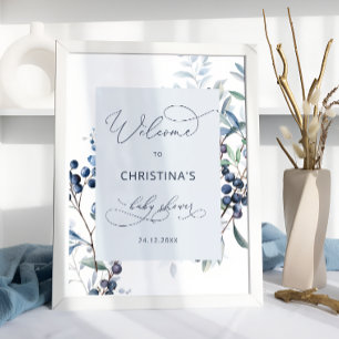 Berry Sweet Blueberry Baby shower Welkom Poster