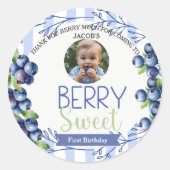 Berry Sweet Blueberry Birthday photo Ronde Sticker (Voorkant)