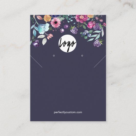 Berry Sweet Blueberry & Bloemen Earing Display Visitekaartje (Voorkant)