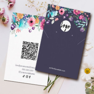 Berry Sweet Blueberry & Bloemen Earing Display Visitekaartje