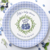 Berry Sweet Blueberry Blue Plaid Baby shower Papieren Bordje