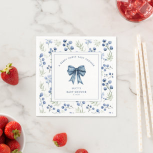 Berry Sweet Blueberry Bow Baby shower Servet