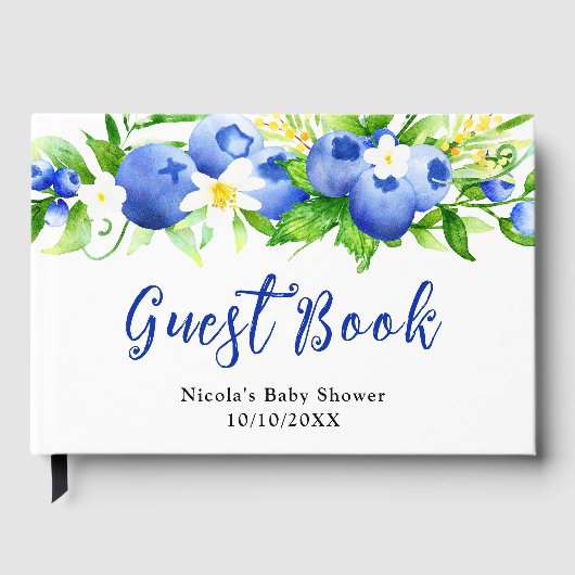 Berry Sweet Blueberry Floral Baby Shower Gastenboek (Voorkant)