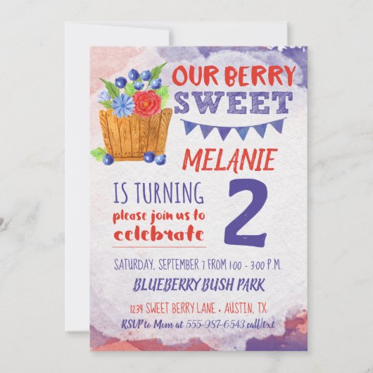 Berry Sweet Blueberry Fruit Verjaardag Kaart (Voorkant)