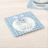 Berry Sweet Blueberry Gingham Baby Shower Kartonnen Onderzetters (Gebogen)
